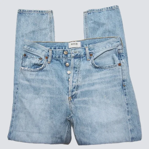 AGOLDE Jamie High Rise Classic "Shakedown" Light Wash Jeans Women 28 Distressed - Picture 4 of 9